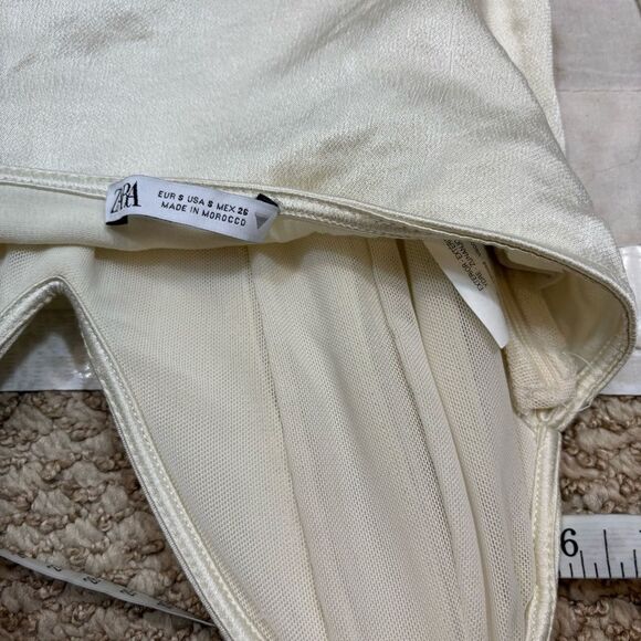 Zara Satin Effect Corset Top Ivory Size Small - Picture 4 of 7